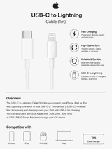 Apple USB-C to Lightning Cable – Fast Charging & Data Sync Cable for iPhone, iPad and Apple Device,1 Meter - Charger & Cables | Buy Online in Nepal at A-One Collection