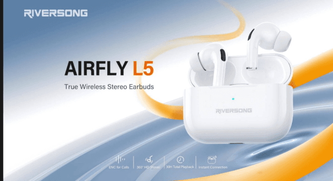 RIVERSONG AIRFLY L5 – 30Hr Playtime | Hearing Aid Mode | Premium Sound Quality |Touch Volume Control - Earbuds & Earphone | Buy Online in Nepal at A-One Collection
