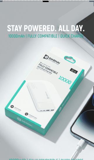 SIKENAI KS10 10000mAh Fast Charging Power Bank – Compact Portable Battery Pack with USB Output - Power Banks | Buy Online in Nepal at A-One Collection