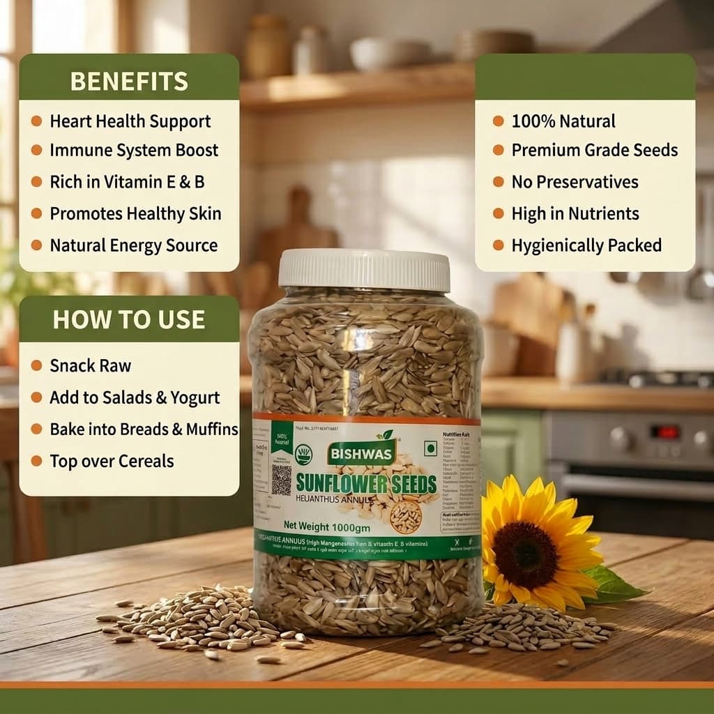 Sunflower Seeds | 100% Natural & Raw | High Protein Healthy Snack | Rich in Vitamin E & Antioxidants (1000gm) - Sunflower Seeds | Buy Online in Nepal at A-One Collection
