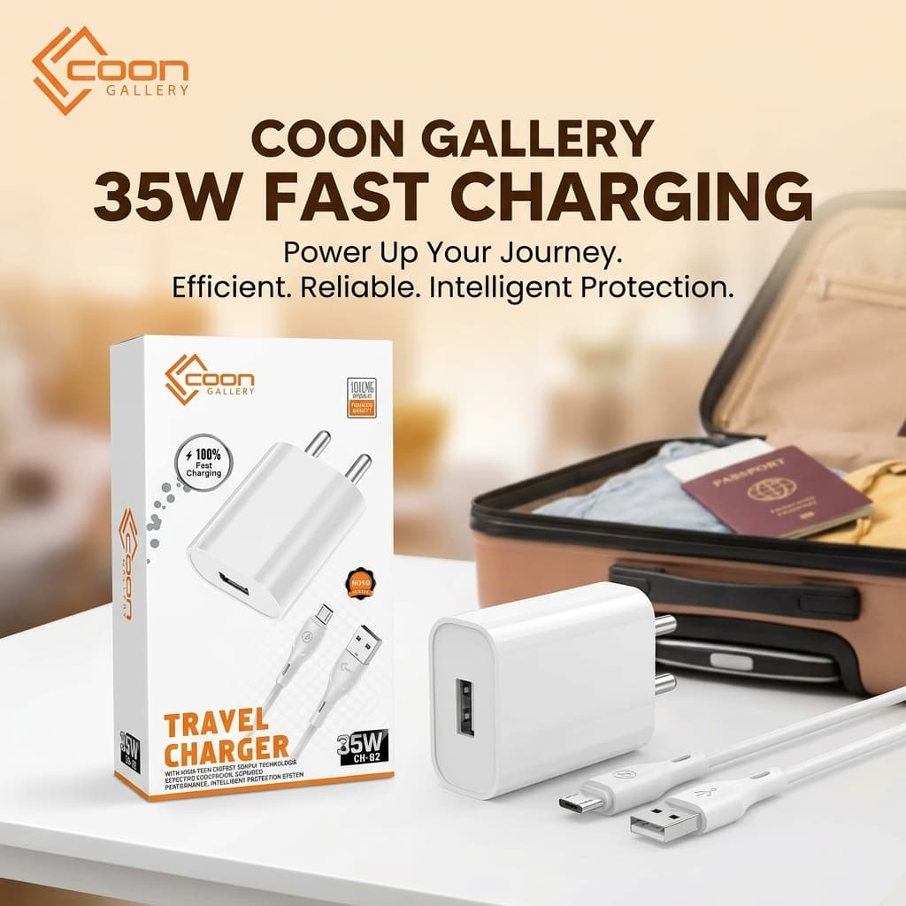 Fast Charging COON 35W Travel Charger with USB Cable – Smart Quick Charge Wall Adapter - Earbuds & Earphone | Buy Online in Nepal at A-One Collection