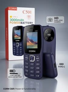 CORN C501 Feature Phone with 3000mAh Power Battery & Type-C Charging - Keypad  Mobile Phone | Buy Online in Nepal at A-One Collection